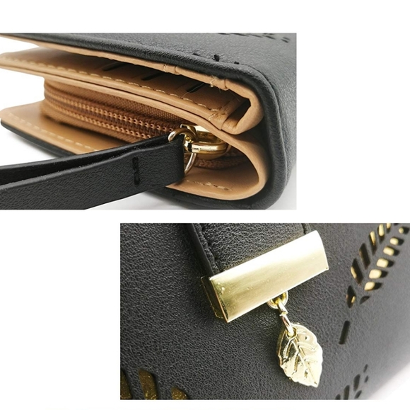 🆕 Black~ Elegant Leaf Buckle Wallet - Picture 2 of 8